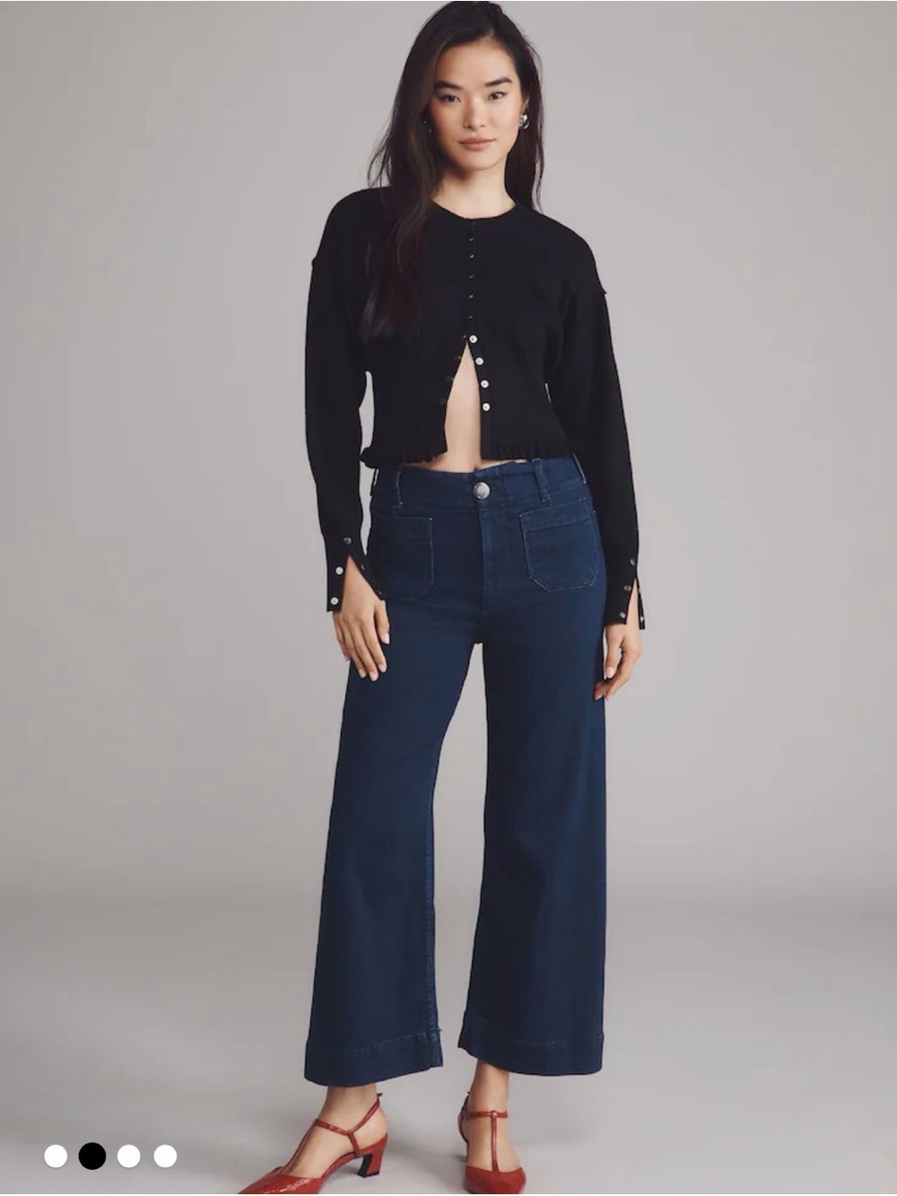 Maeve Colette High Rise Wide-Leg Cropped Dark Blue Women's Jeans